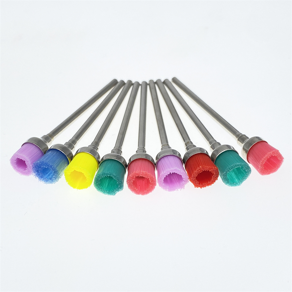 100Pcs Dental HP Colorful Nylon Bowl Polishing Polisher Prophy Brushes Flat 50mm