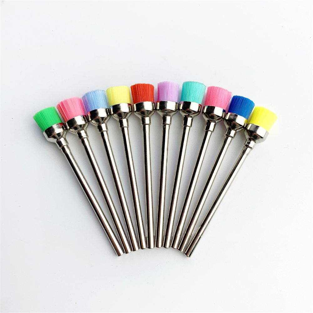 100Pcs Dental HP Colorful Nylon Bowl Polishing Polisher Prophy Brushes Flat 50mm