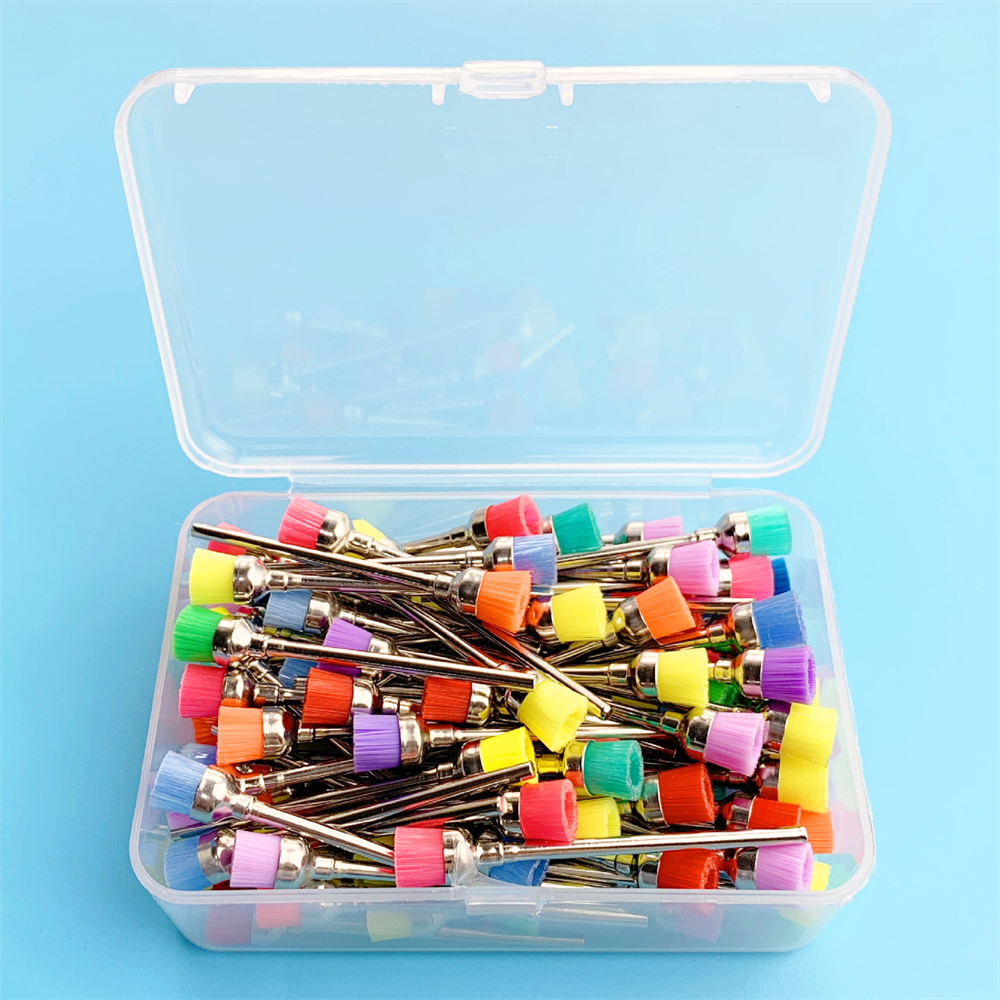 100Pcs Dental HP Colorful Nylon Bowl Polishing Polisher Prophy Brushes Flat 50mm