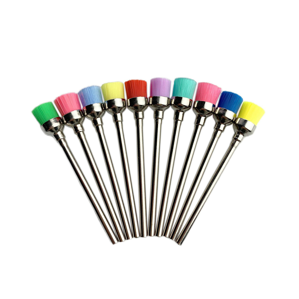 100Pcs Dental HP Colorful Nylon Bowl Polishing Polisher Prophy Brushes Flat 50mm