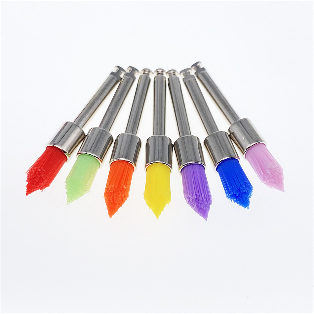 100Pcs Dental Colorful Nylon Polishing Pointed Latch Polisher Prophy Brush Disposable