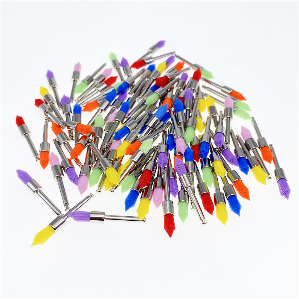 100Pcs Dental Colorful Nylon Polishing Pointed Latch Polisher Prophy Brush Disposable