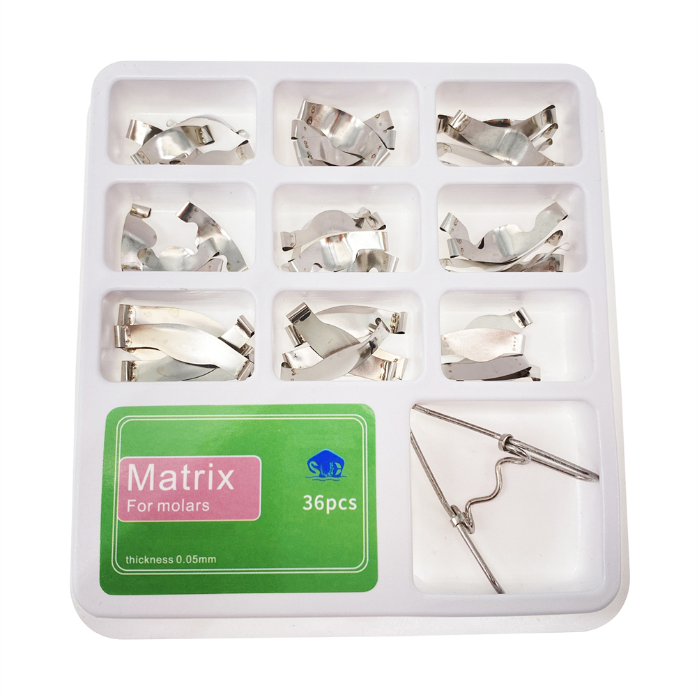 36 Pcs/Pack Dental Metal Matrices Matrix Bands Saddle Contoured With Spring clip