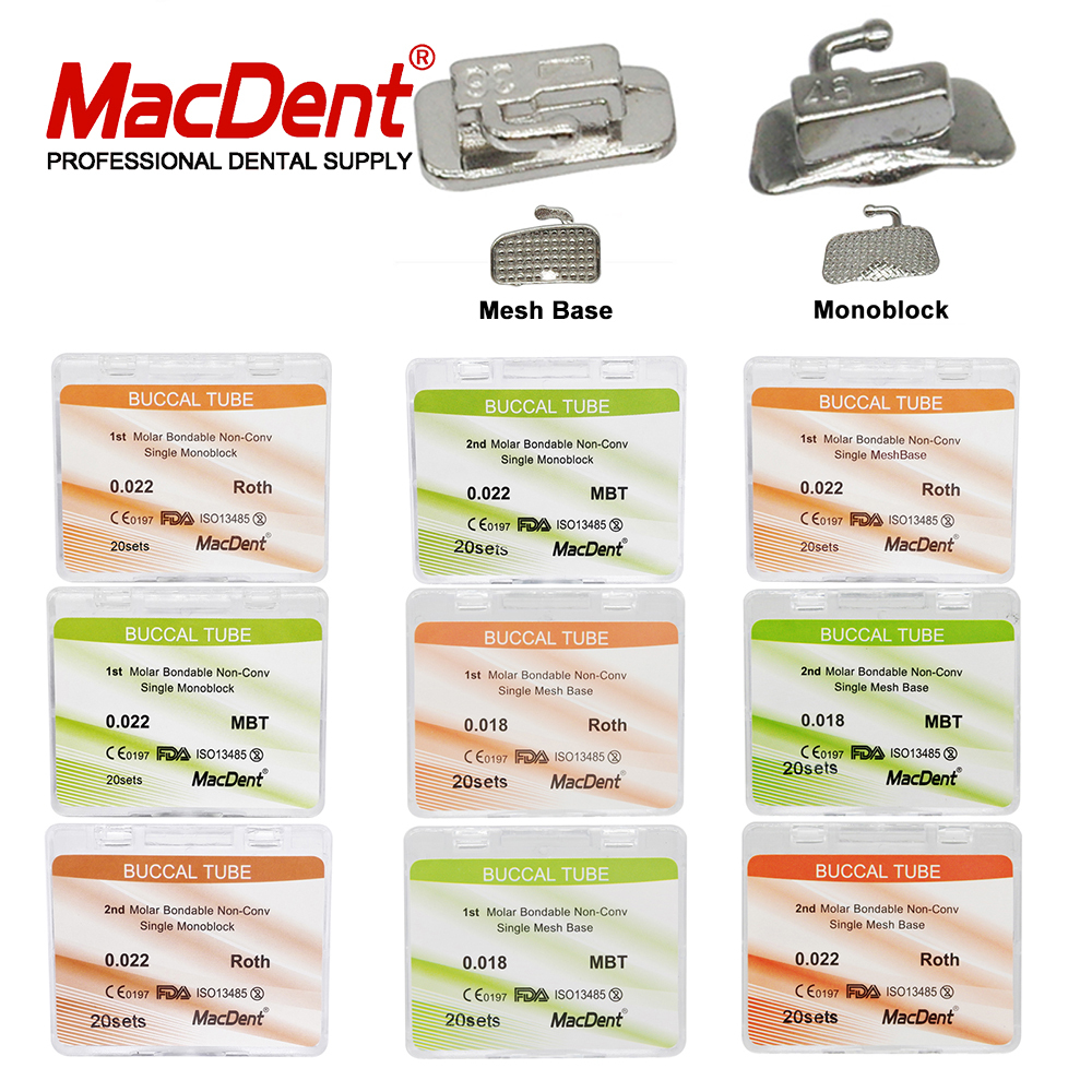 80pcs Dental Orthodontic Buccal Tubes 1st 2nd Molar Buccal Tubes MBT/Roth 018/022