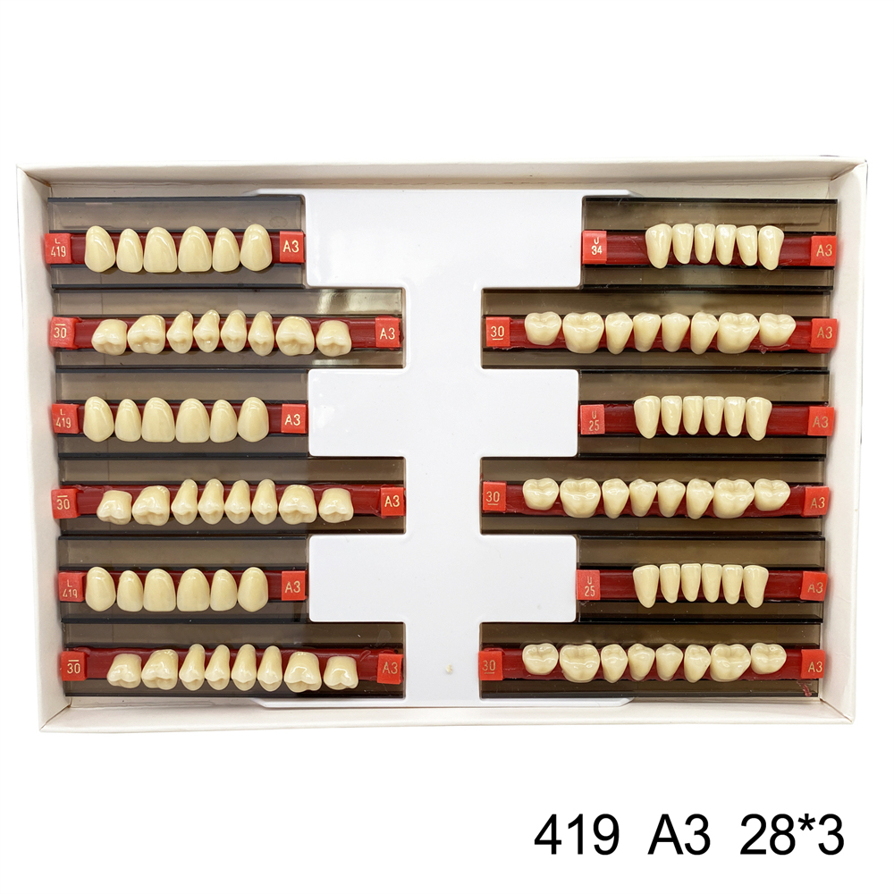 Dental Acrylic Resin Denture False Teeth Anterior DIY Lab A1/A2/A3 U/L Full size