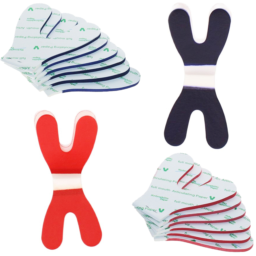 Dental Full Mouth Articulating Paper Horseshoe hydrophilic Double Sided Blue/Red