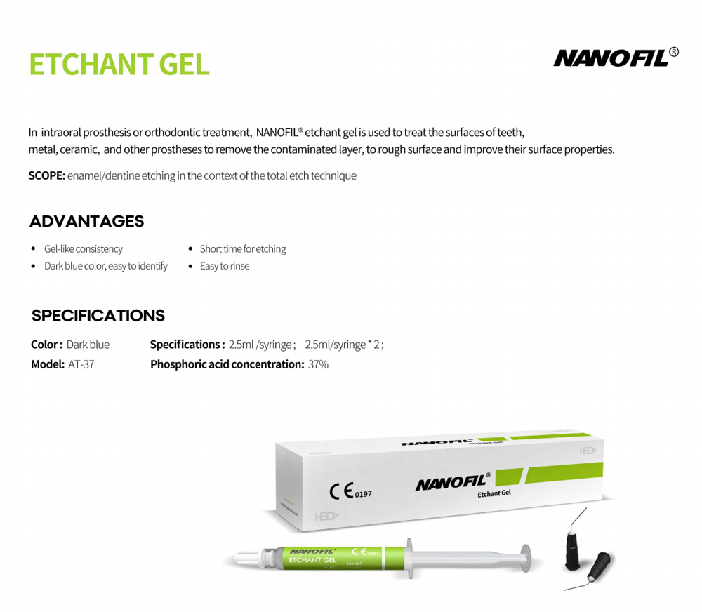 NANOFIL Dental Etchant Gel 37% 2.5ml/syringe * 2