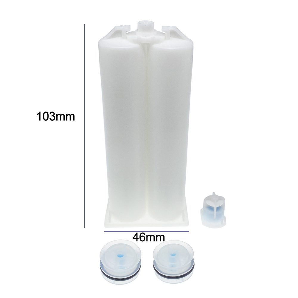 50ml 1:1/2:1 Epoxy Gun Adhesive Cartridge PP Dual Cartridge White Piston