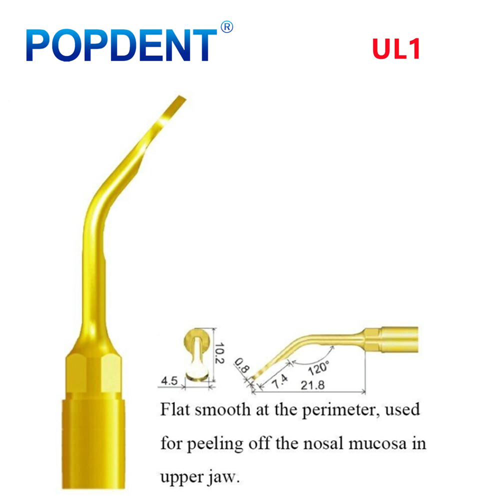 POPDENT Dental Piezo Scaler Ultrasonic Bone Surgery U Tips Fit NSK Woodpecker US-II LED