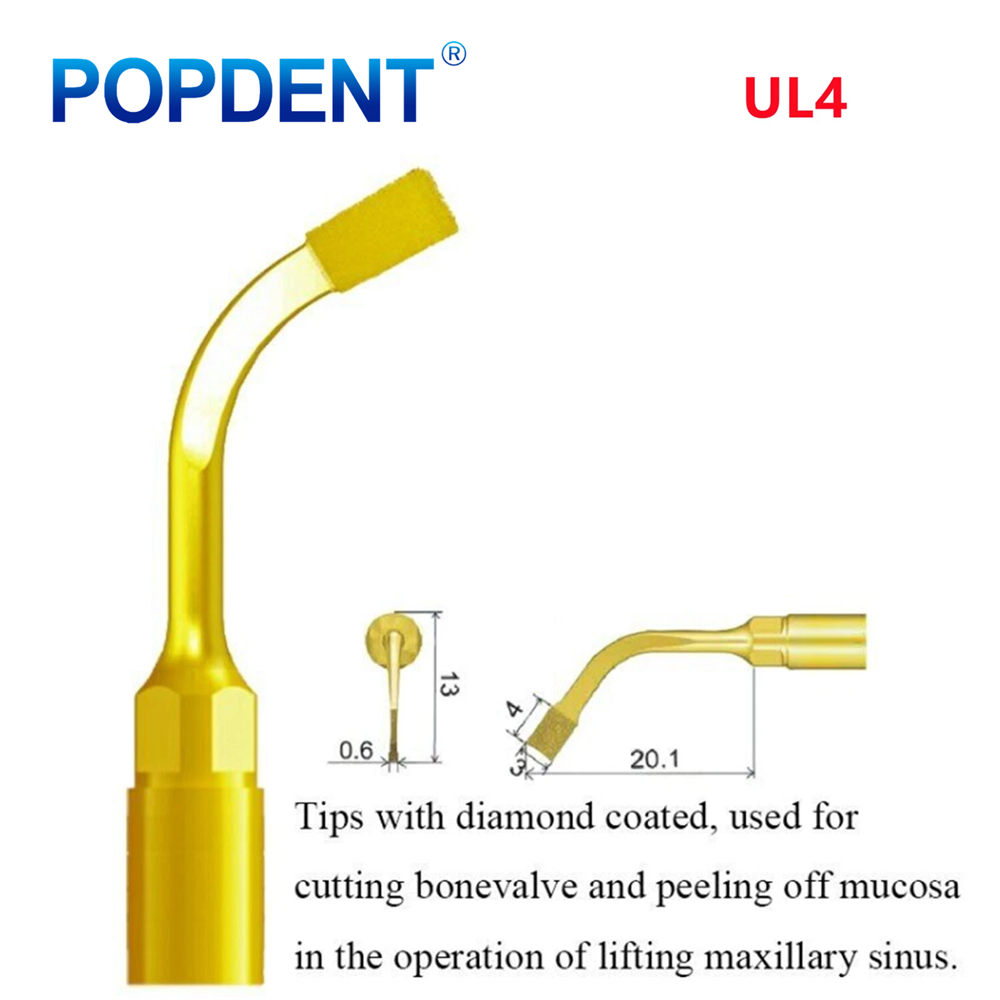POPDENT Dental Piezo Scaler Ultrasonic Bone Surgery U Tips Fit NSK Woodpecker US-II LED
