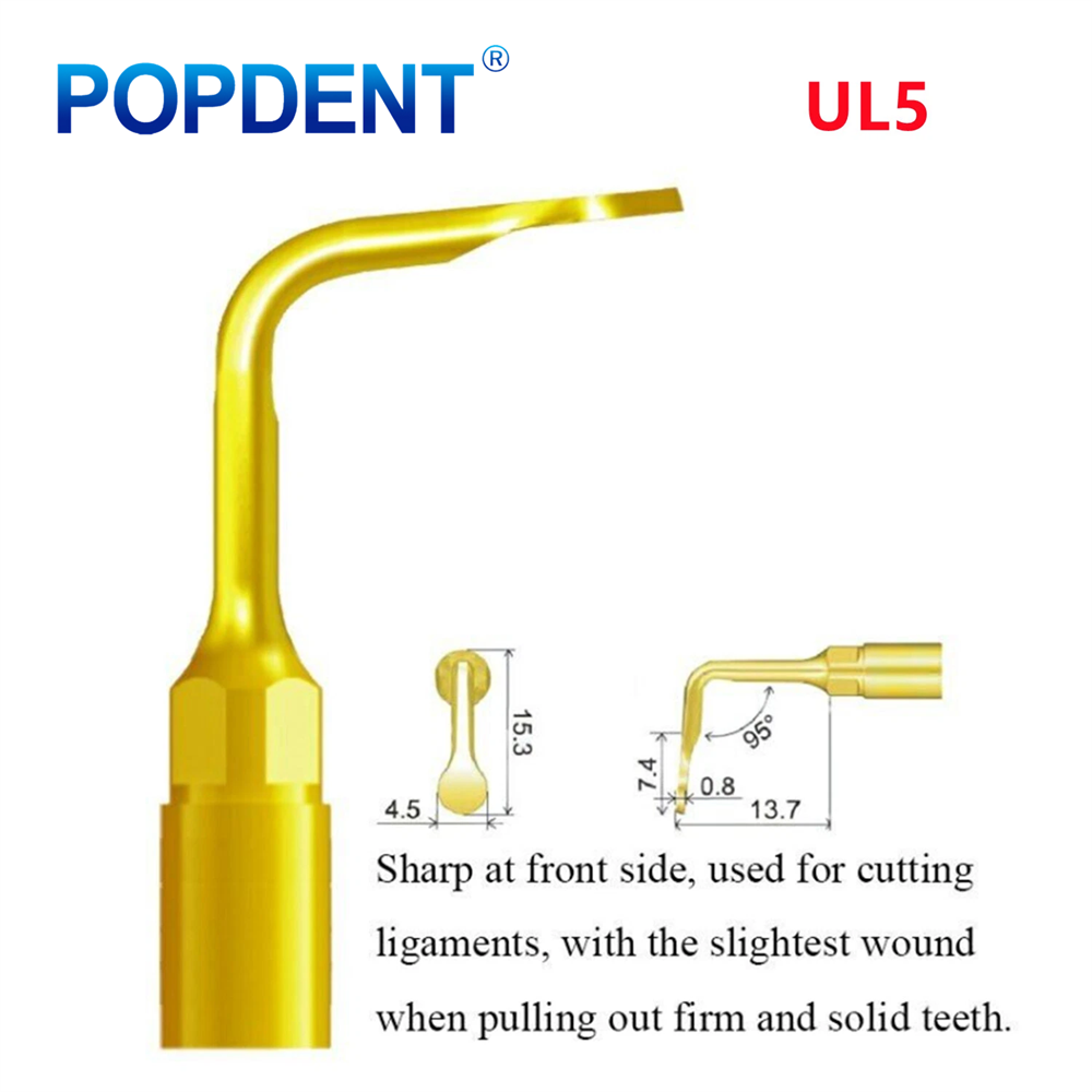 POPDENT Dental Piezo Scaler Ultrasonic Bone Surgery U Tips Fit NSK Woodpecker US-II LED