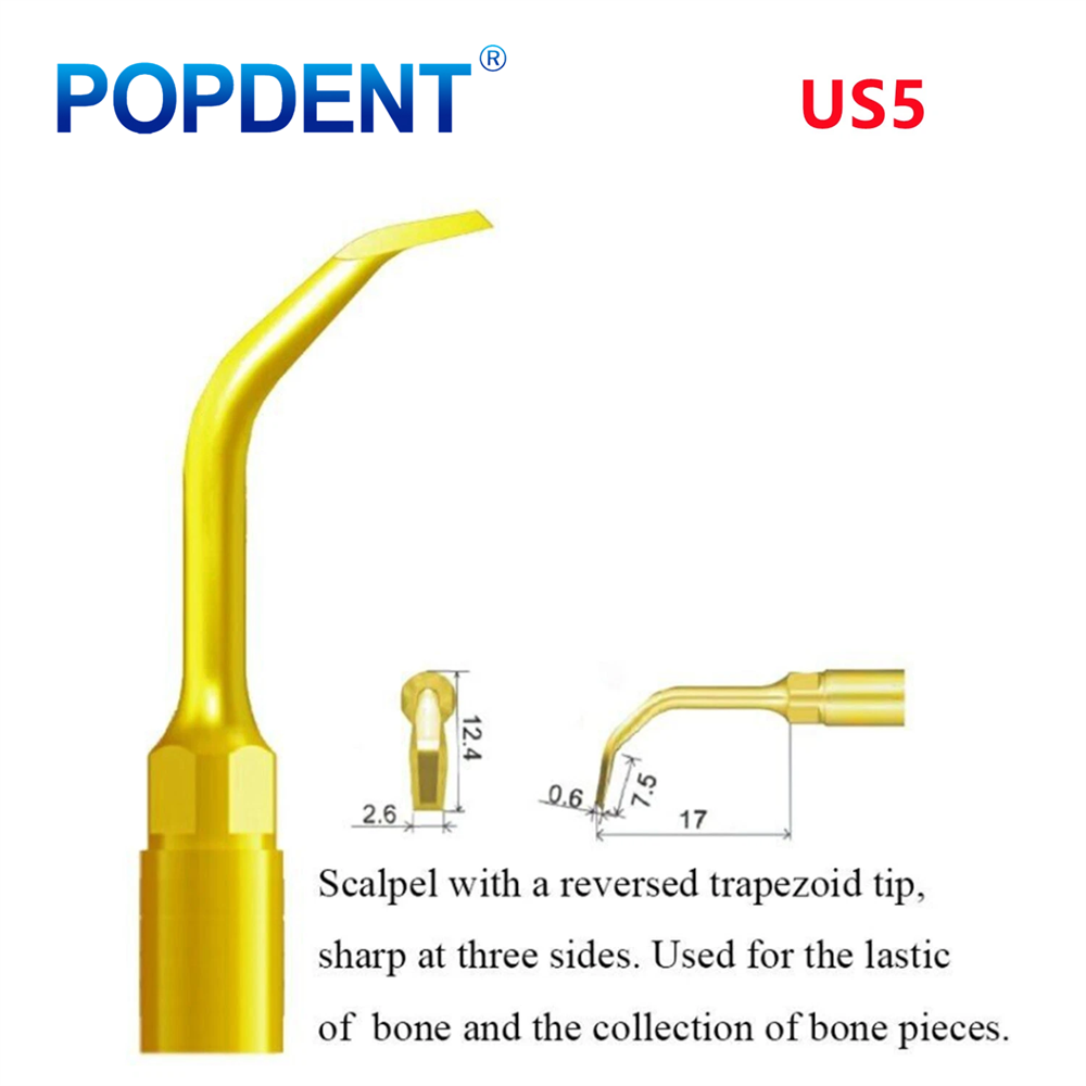 POPDENT Dental Piezo Scaler Ultrasonic Bone Surgery U Tips Fit NSK Woodpecker US-II LED