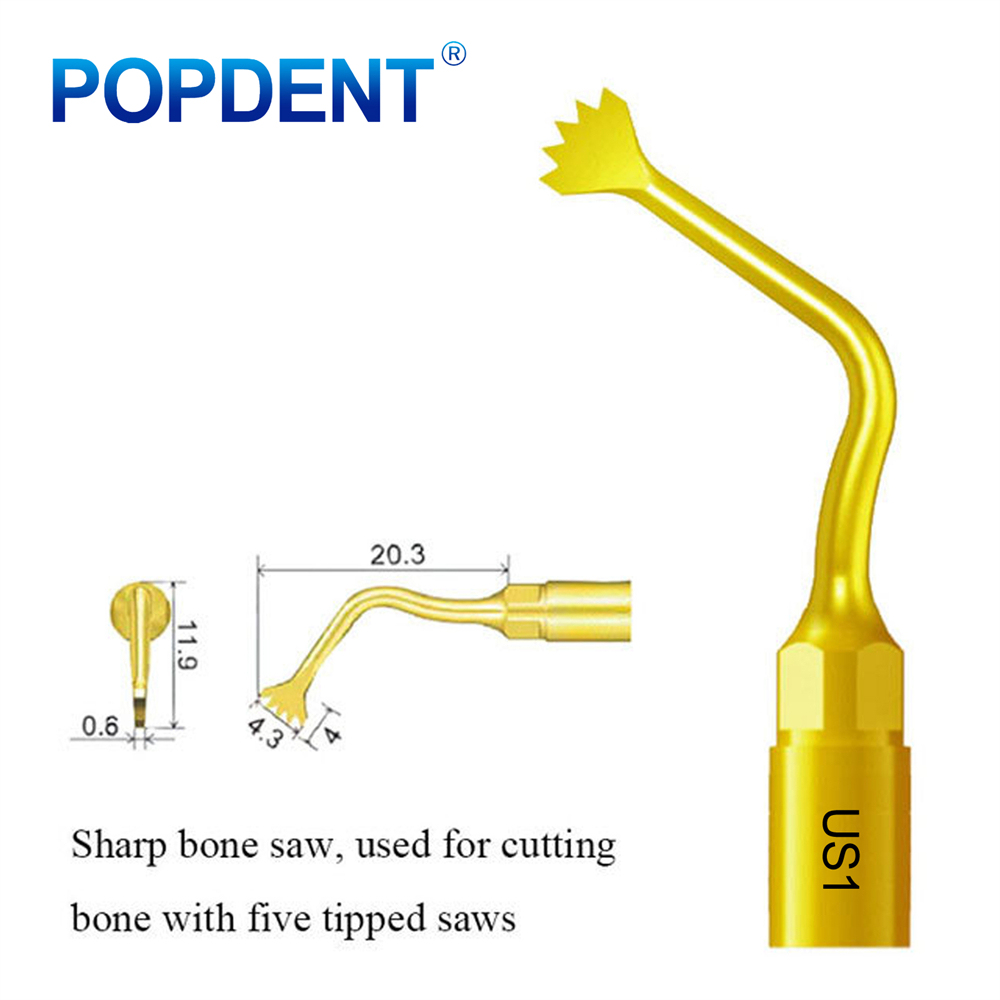 POPDENT Dental Piezo Scaler Ultrasonic Bone Surgery U Tips Fit NSK Woodpecker US-II LED