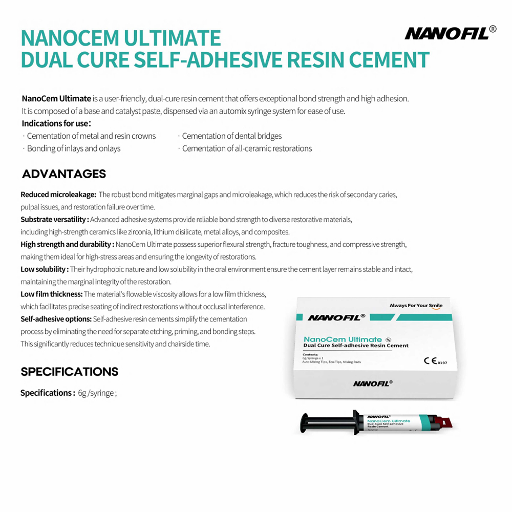 Nanofil NanoCem Ultimate Dental Dual Cure Self-Adhesive Resin Cement 6g
