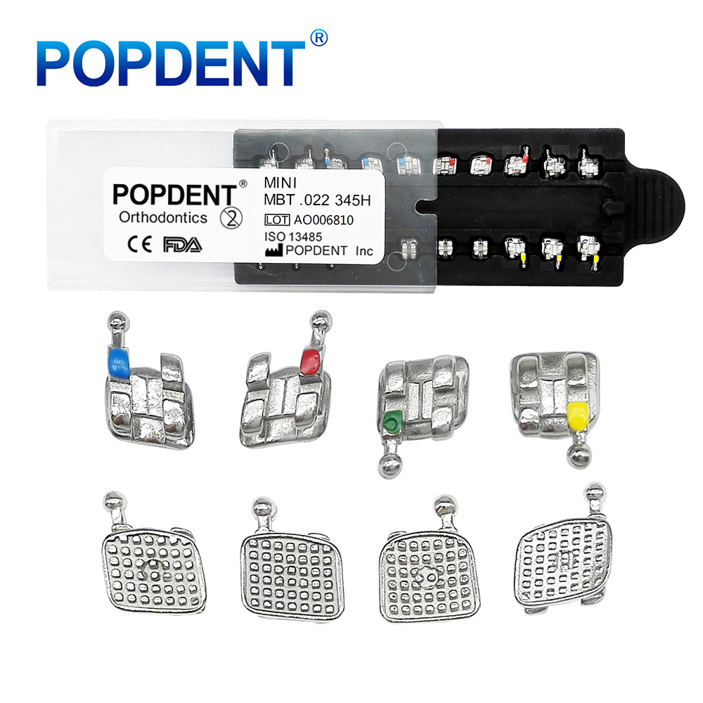 POPDENT Dental Orthodontic Metal Brackets Braces MIM Mini Roth/MBT 022 345 Hooks