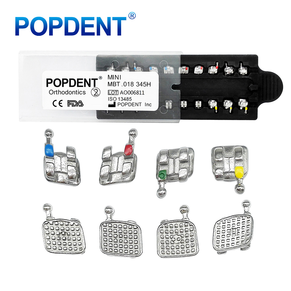 POPDENT Dental Orthodontic Metal Brackets Braces MIM Mini Roth/MBT 022 345 Hooks