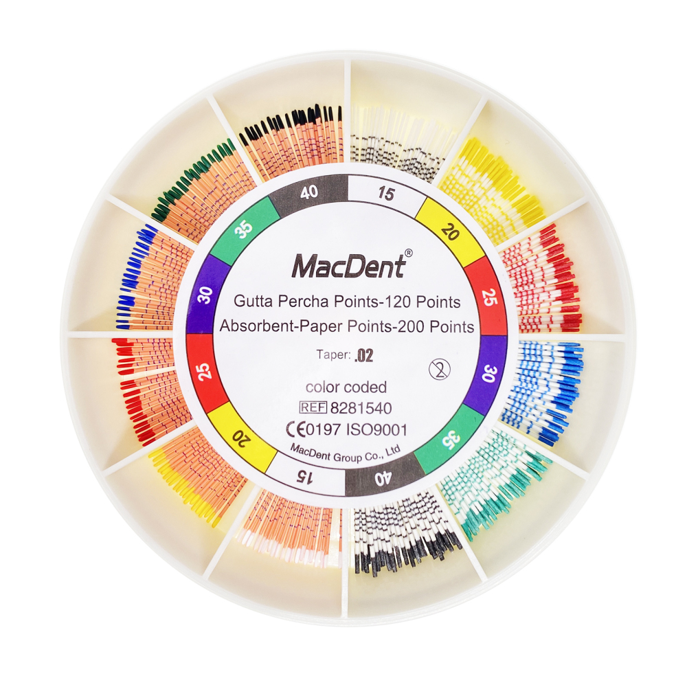 MacDent Dental Endo Gutta Percha & Absorbent Paper Points .02 #15-40