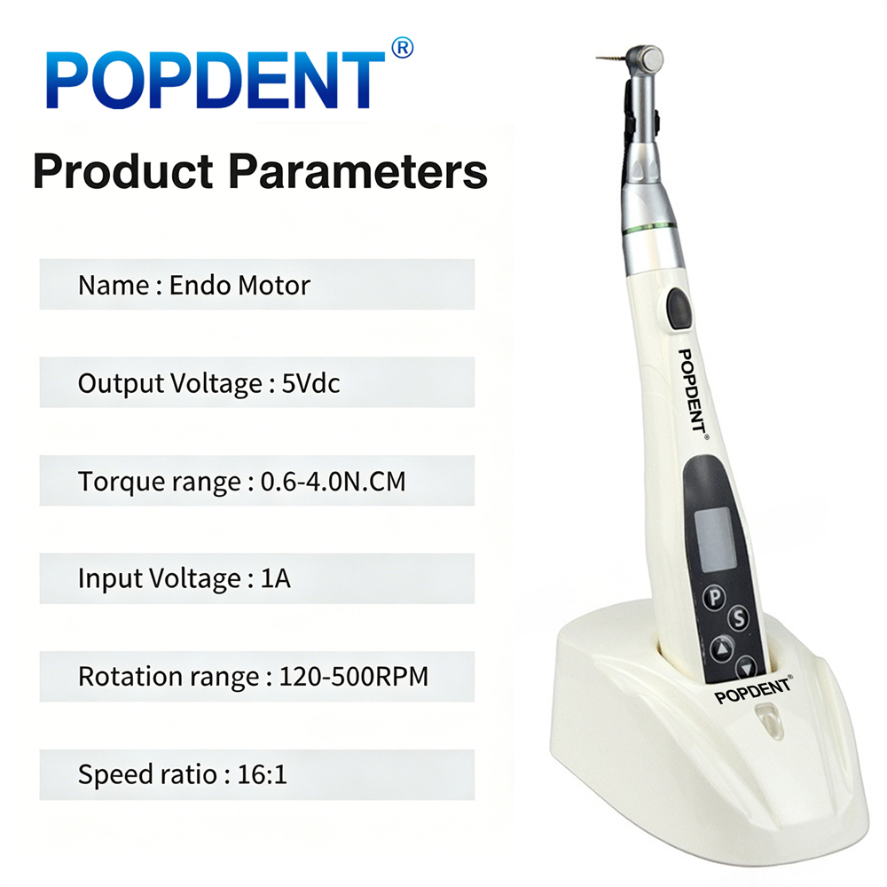 POPDENT Dental LED Cordless Endo Motor Root Canal Endodontic​s Treatment 16:1 handpiece