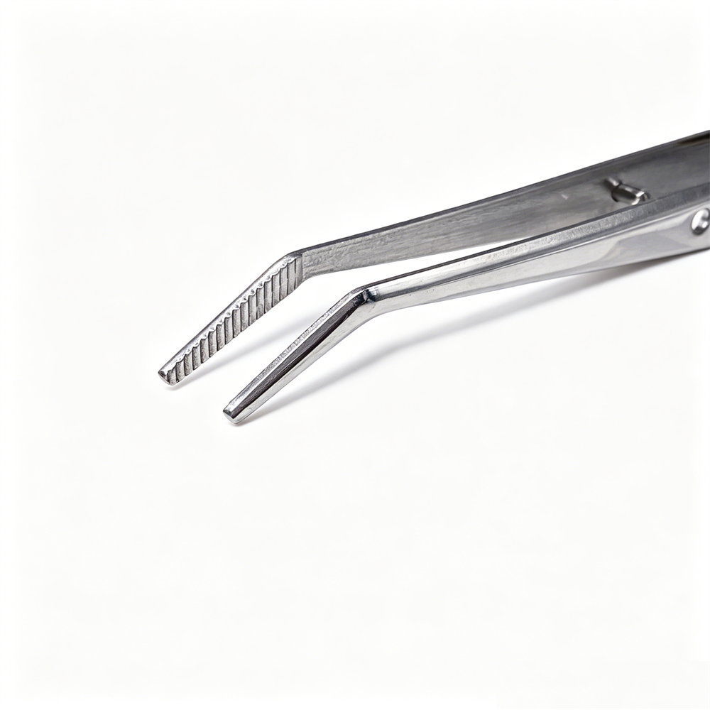 Dental Medical Basic Stainless Steel Tweezer Plier Forcep Serrated Angled Forcep