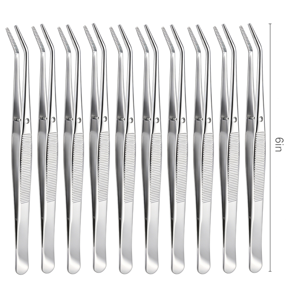 Dental Medical Basic Stainless Steel Tweezer Plier Forcep Serrated Angled Forcep