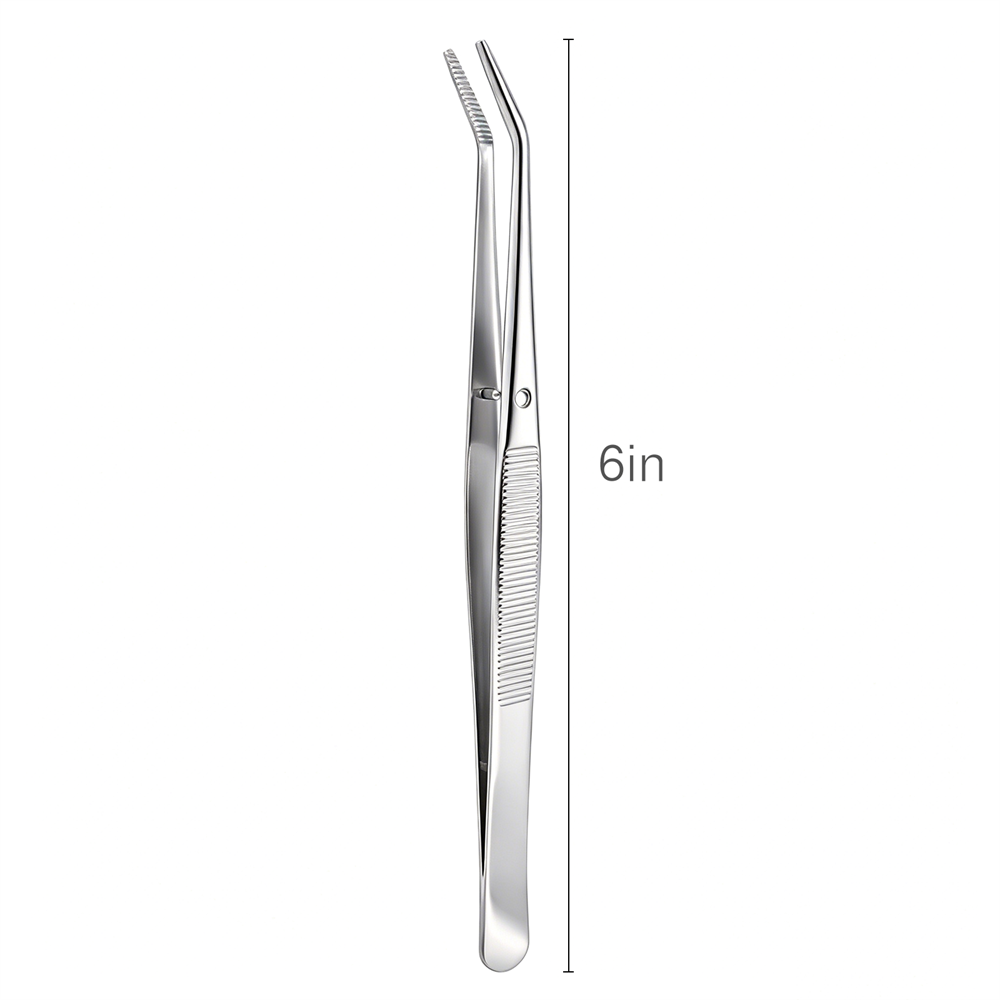 Dental Medical Basic Stainless Steel Tweezer Plier Forcep Serrated Angled Forcep