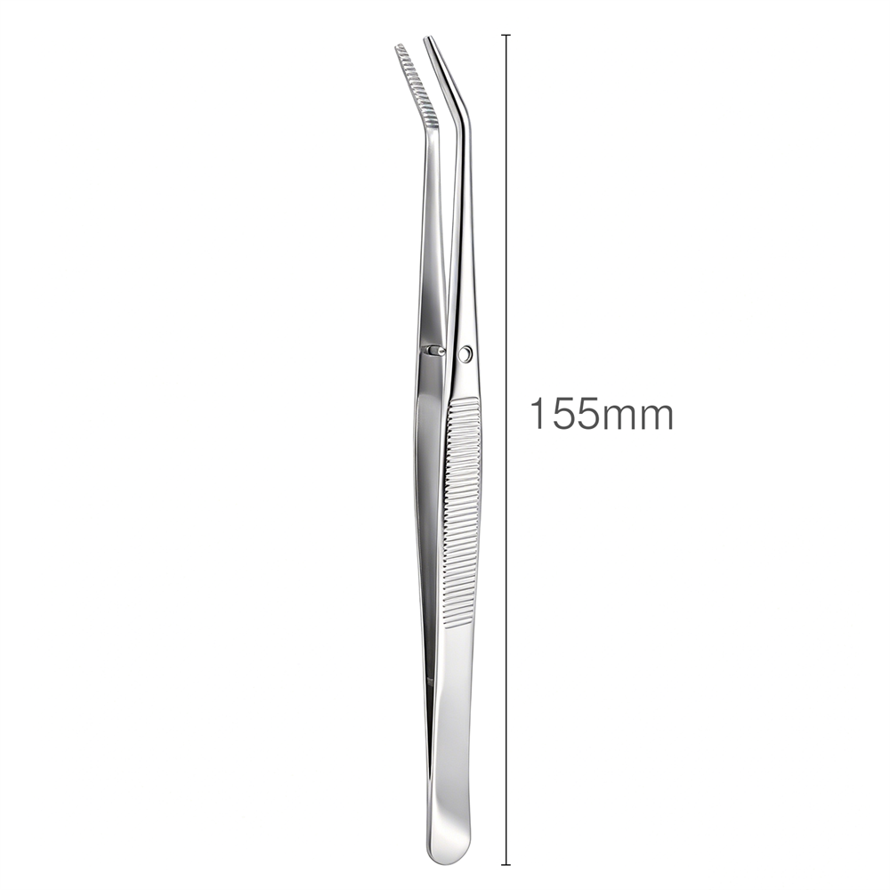 Dental Medical Basic Stainless Steel Tweezer Plier Forcep Serrated Angled Forcep