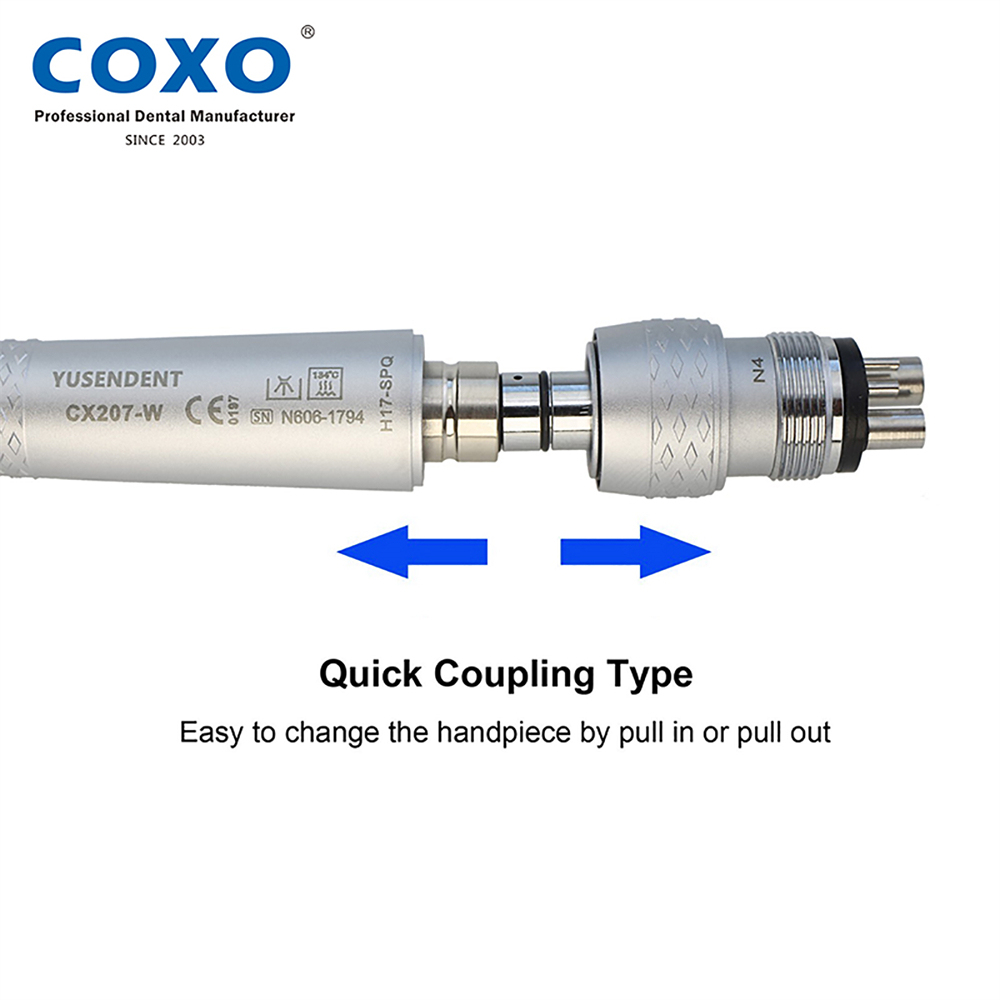 COXO YUSENDENT CX207-W H17-SPQ Dental High Speed Air Turbine Handpiece Coupling 4 Hole Sinol Style