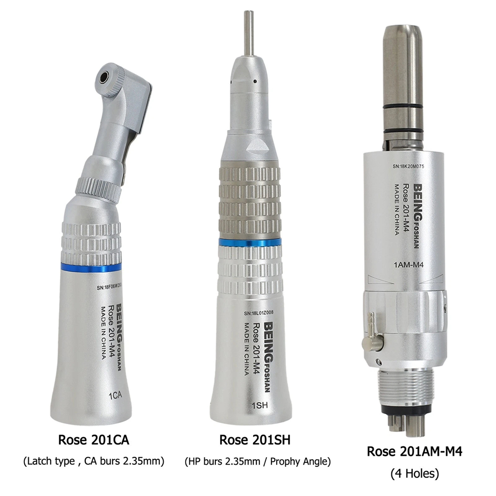 BEING Dental Low Slow Speed Straight Handpiece Air Motor Contra Angle 4 Hole Fit NSK