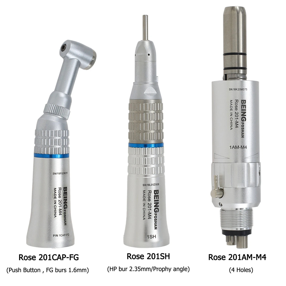 BEING Dental Low Slow Speed Straight Handpiece Air Motor Contra Angle 4 Hole Fit NSK