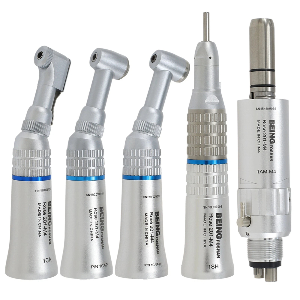 BEING Dental Low Slow Speed Straight Handpiece Air Motor Contra Angle 4 Hole Fit NSK