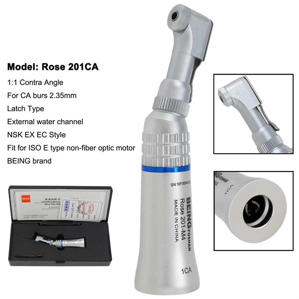 BEING Dental Low Slow Speed Straight Handpiece Air Motor Contra Angle 4 Hole Fit NSK