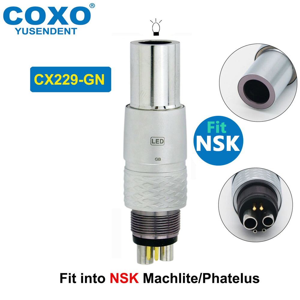 COXO Dental 6 Pin Quick Coupler Coupling Fit NSK Fiber Optic LED Handpiece