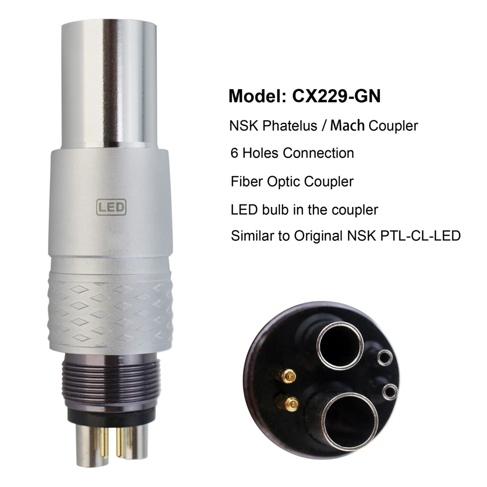COXO Dental 6 Pin Quick Coupler Coupling Fit NSK Fiber Optic LED Handpiece