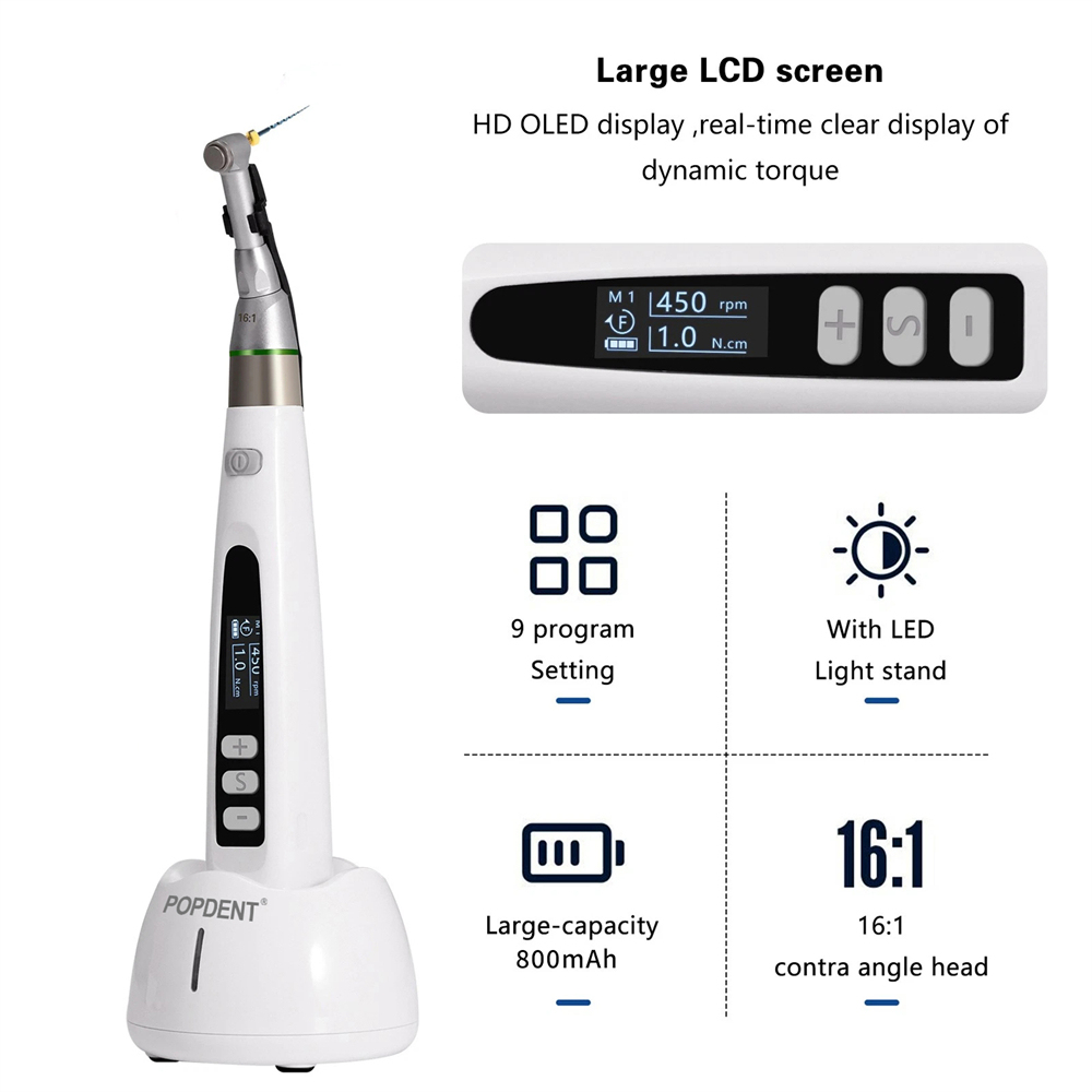 POPDENT Reciprocating LED Dental Endo Motor Cordless 16:1 Root Canal Micromotor