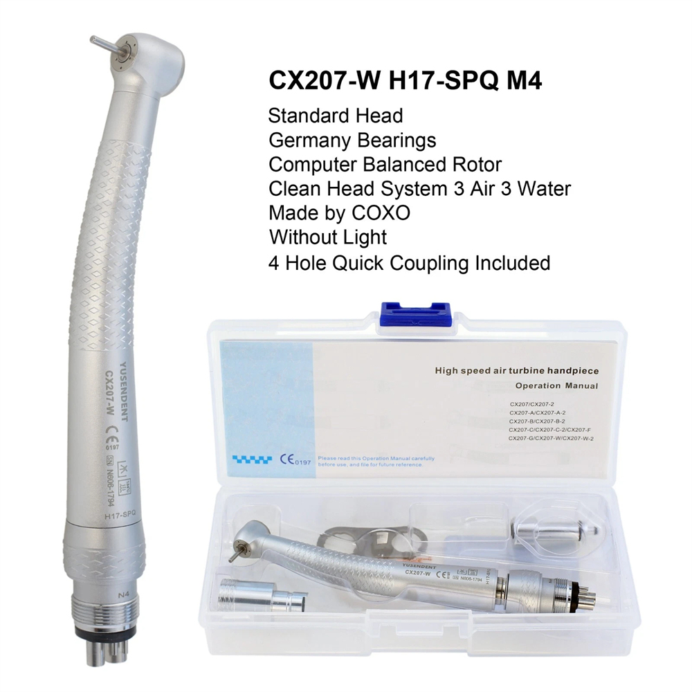 COXO YUSENDENT CX207-W Dental High Speed Air Turbine Handpiece Coupling 4 Hole Sinol Style