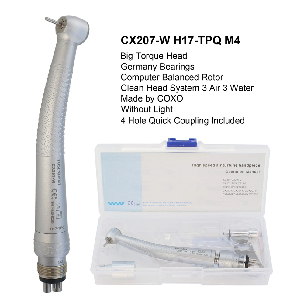 COXO YUSENDENT CX207-W Dental High Speed Air Turbine Handpiece Coupling 4 Hole Sinol Style