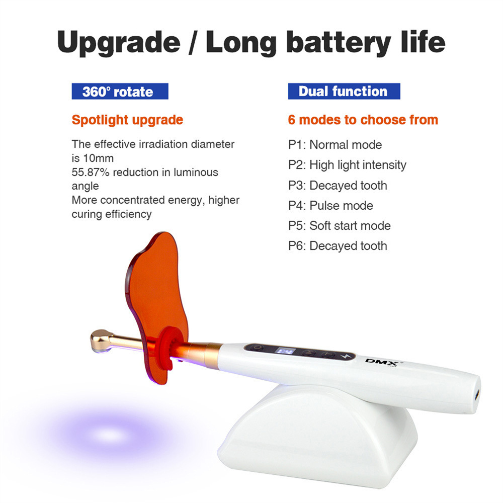 DMXDENT Dental Wireless Caries Detection and Curing Light Led 2 in 1 Function Detector