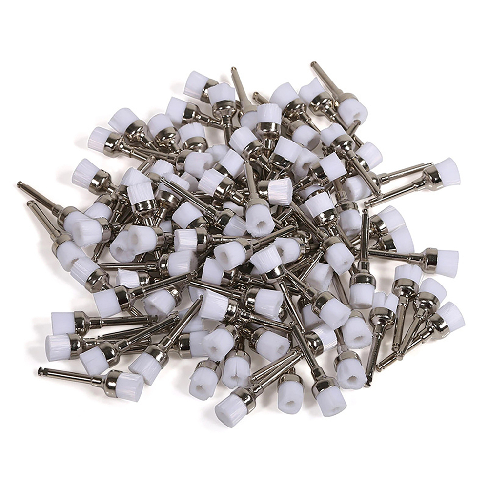 100 PCS Dental Nylon Latch Flat Polishing Polisher Prophy Bowl Brush