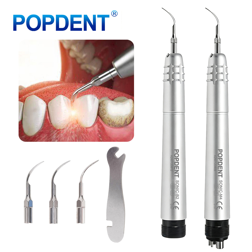 POPDENT Dental Ultrasonic Air Perio Scaler Handpiece Hygienist 2/4-Holes 3 Tip