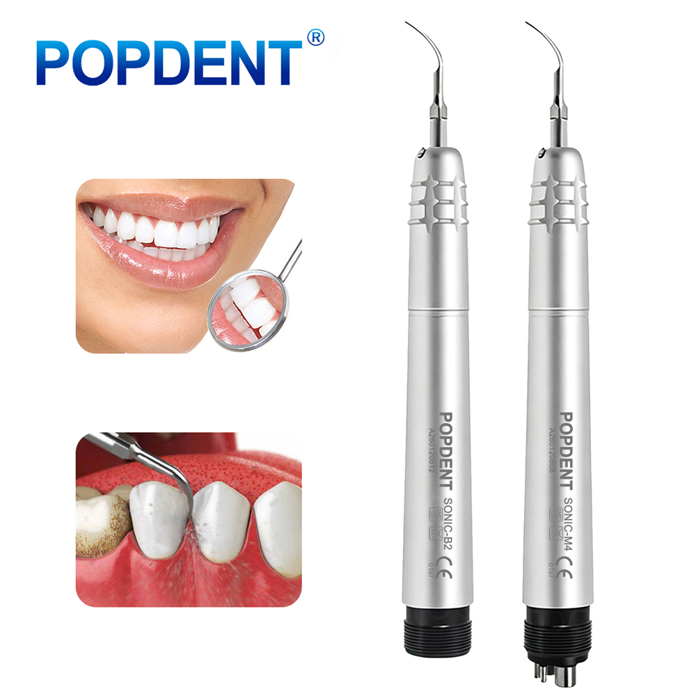 POPDENT Dental Ultrasonic Air Perio Scaler Handpiece Hygienist 2/4-Holes 3 Tip