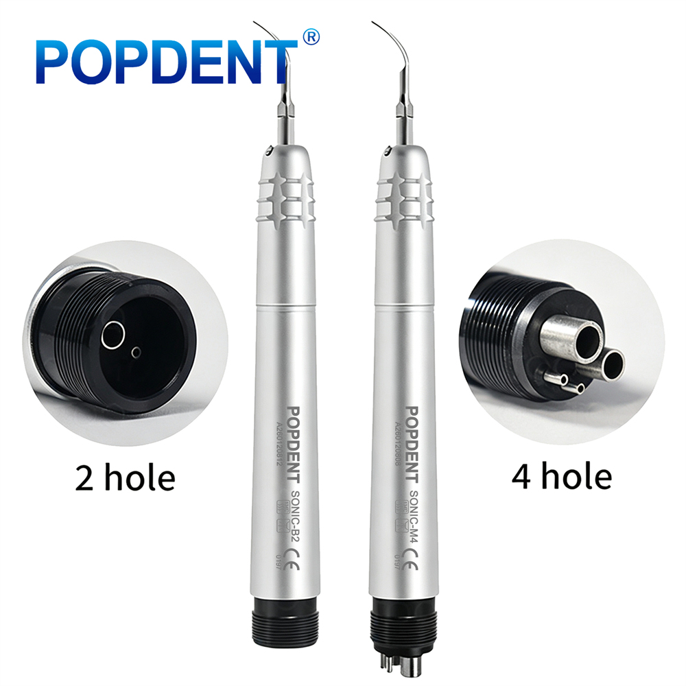 POPDENT Dental Ultrasonic Air Perio Scaler Handpiece Hygienist 2/4-Holes 3 Tip