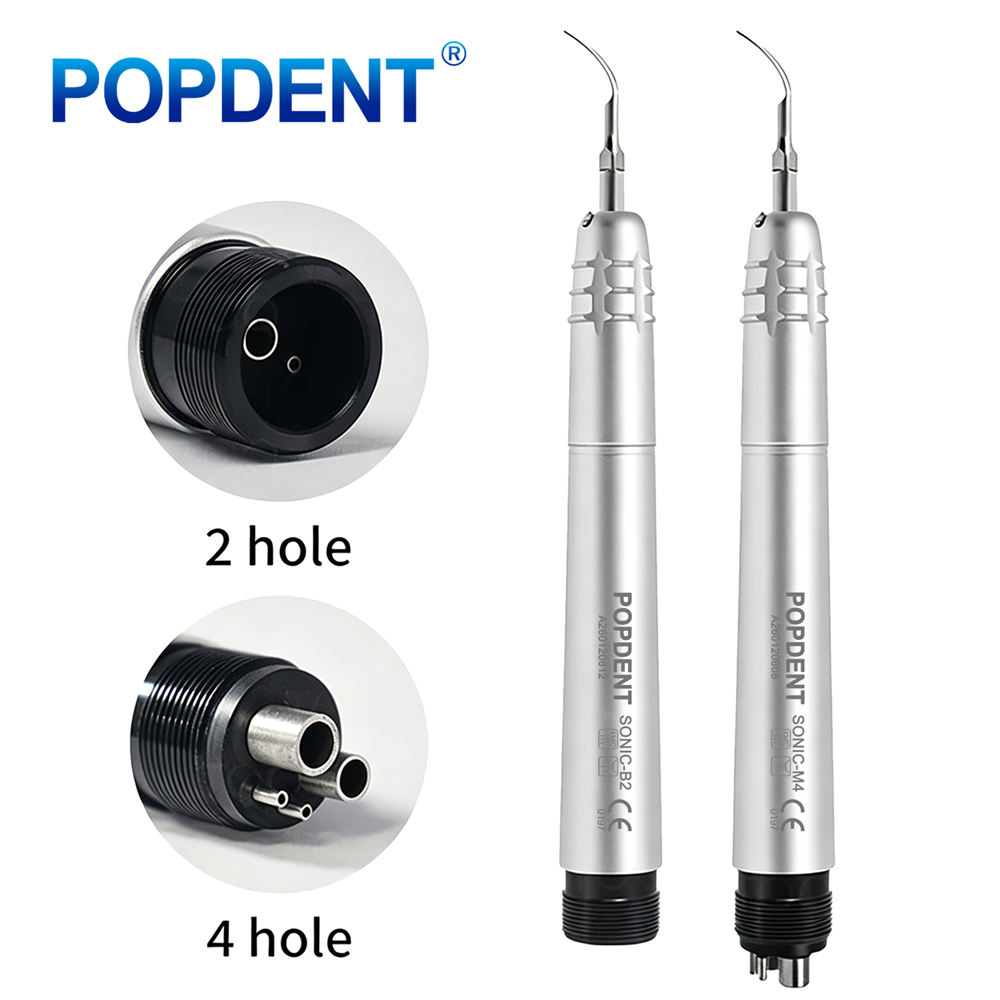 POPDENT Dental Ultrasonic Air Perio Scaler Handpiece Hygienist 2/4-Holes 3 Tip