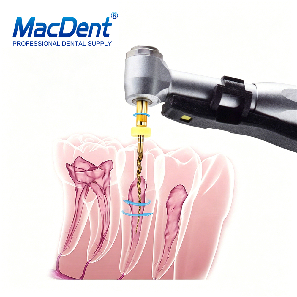 6Pcs MacDent Dental Dental Endo Rotary Files Gold Taper NITI Endodontic Files 19/21/25/31mm