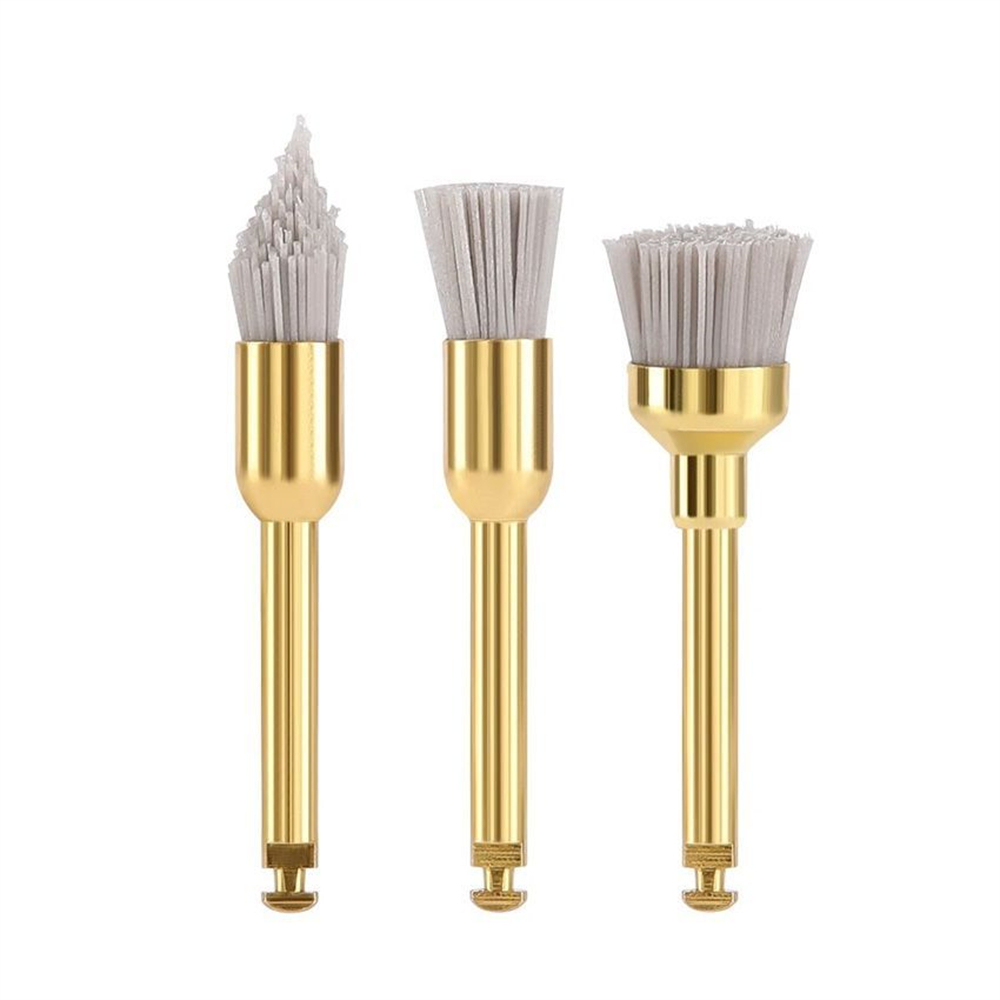 Dental Polishing Polisher Brush Latch Bristles Gold-Plated Point/Flat/Bowl 100Pcs / Bag