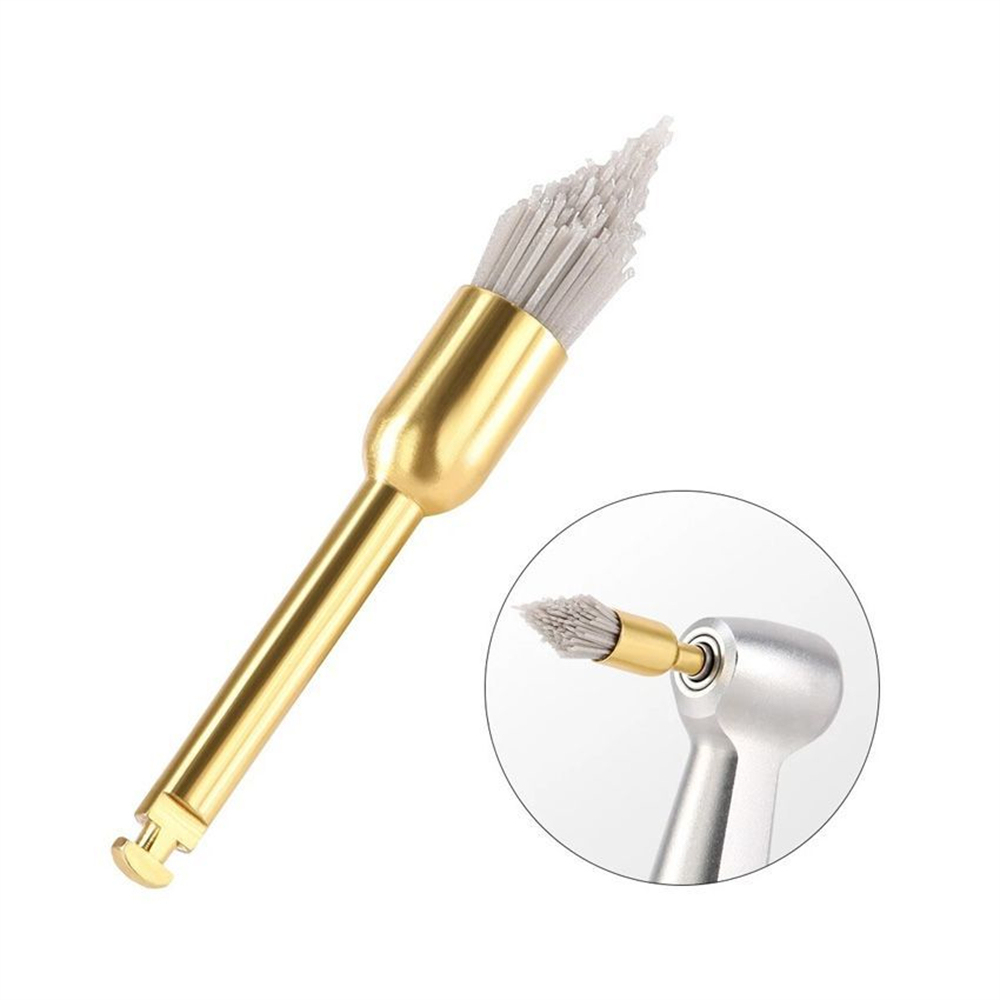 Dental Polishing Polisher Brush Latch Bristles Gold-Plated Point/Flat/Bowl 100Pcs / Bag