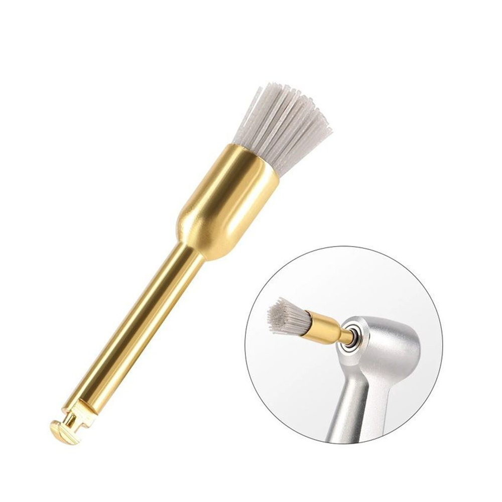 Dental Polishing Polisher Brush Latch Bristles Gold-Plated Point/Flat/Bowl 100Pcs / Bag