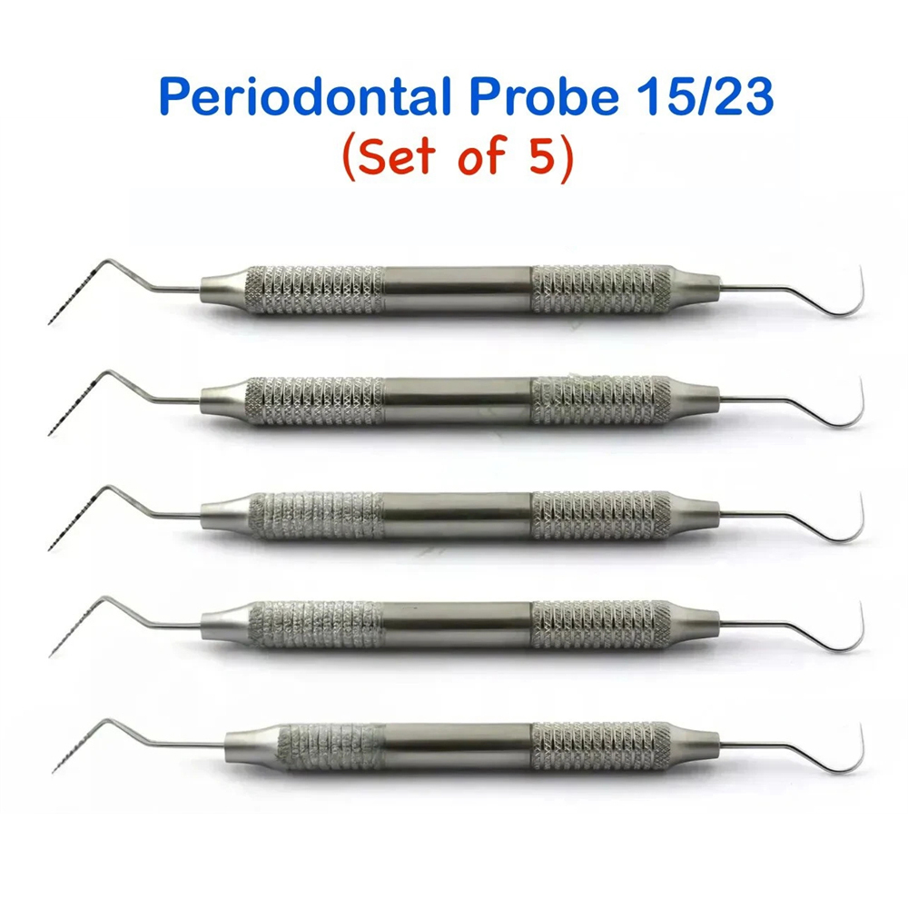 5Pcs Periodontal UNC15‑23 Probe Color Coded Dental Hand Instrument Hollow Handle