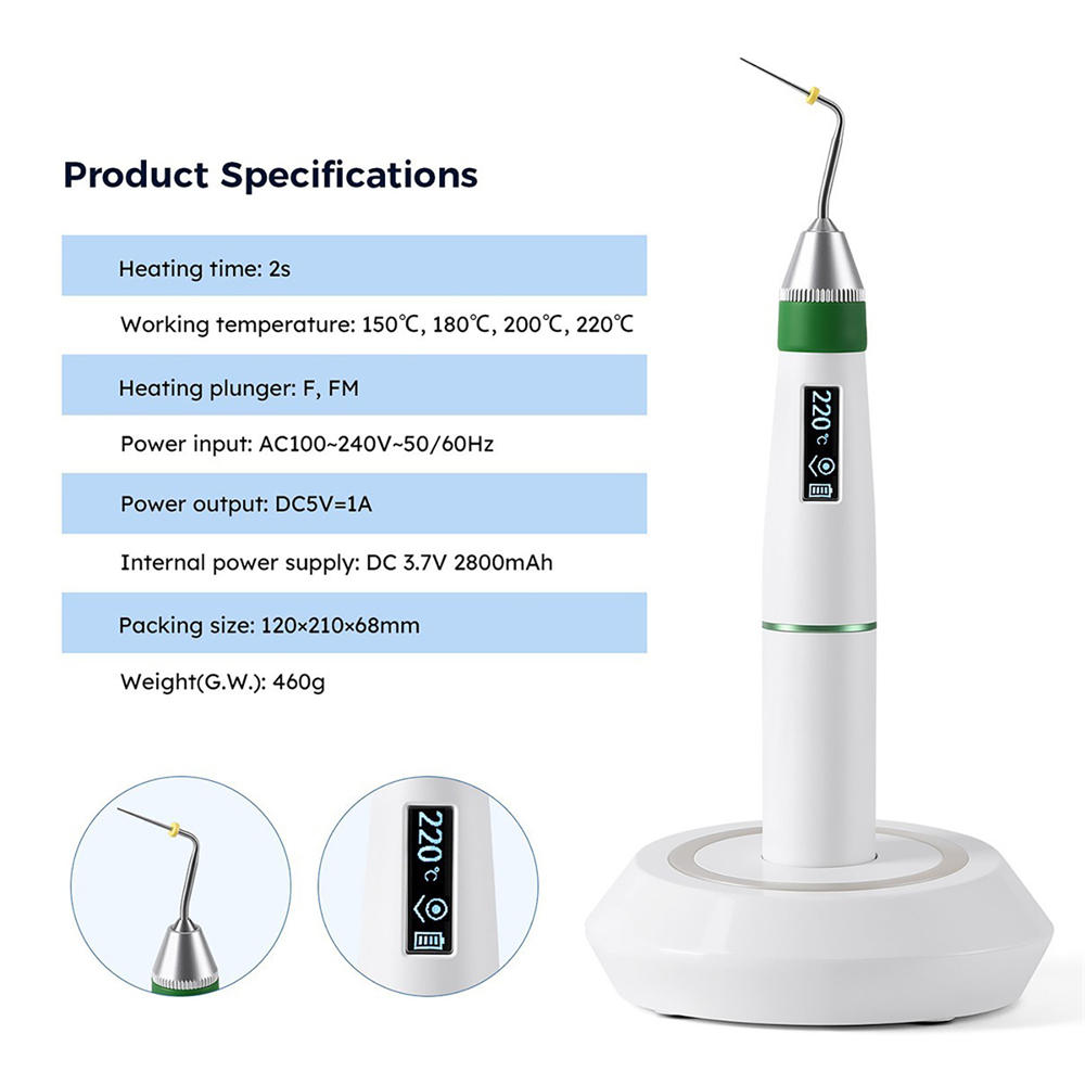 Dental Cordless Endo Gutta Percha Endodontic Heated Pen Obturation System+2 Tips
