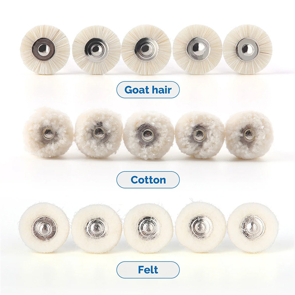 20 Pcs Dental RA Goat Hair Polishing Brush Buffing Wheel 2.35mm For Rotary Tools
