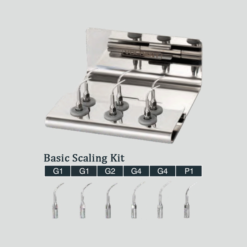 Dental Basic Scaling Stainless Steel Ultrasonic Scaler Tips Kit 4 Types
